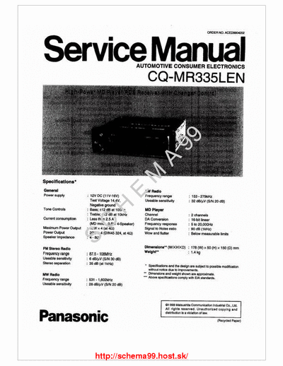 Panasonic CQ-MR335LEN PANASONIC CQ-MR335LEN